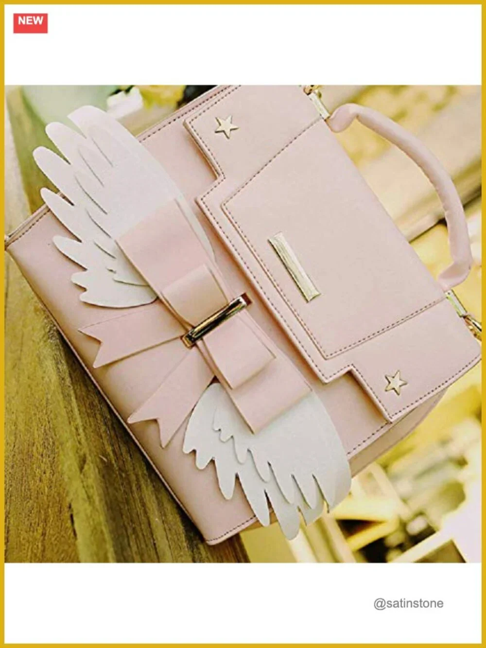 Kawaii Wing Bow Design PU Leather Crossbody Shoulder Bag Satchel Handbag